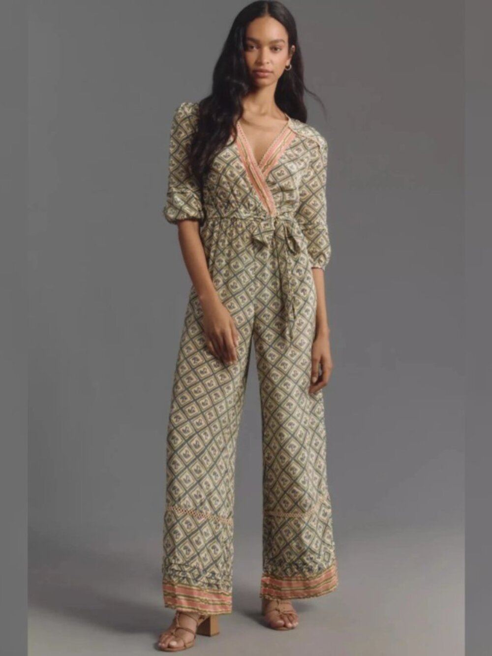 Anthropologie Farm Rio V-Neck Jumpsuit Sz XS